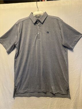 Bald Head Blues Golf Polo Shirt Men’s Medium Gray Striped Performance Stretch
